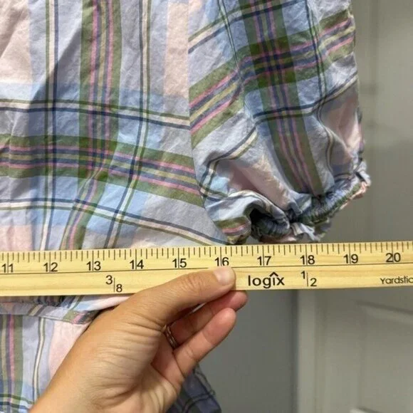 Hill House Sabrina Nap Dress in Spring Plaid Blue Pink Cottagecore Farmhouse M • - Picture 8 of 12